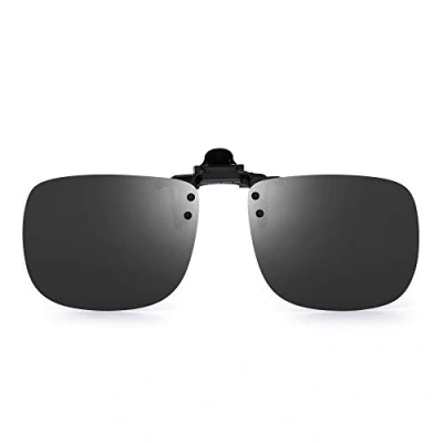 Image of JM Polarized Clip on Sunglasses Frameless Flip Up Lens for Prescription Glasses Grey