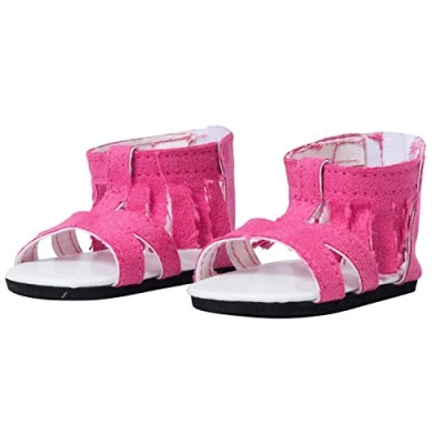 Image of The New York Doll Collection Pink Fringed Sandals Fits 18 inch / 46 cm Dolls Shoes For Fashion