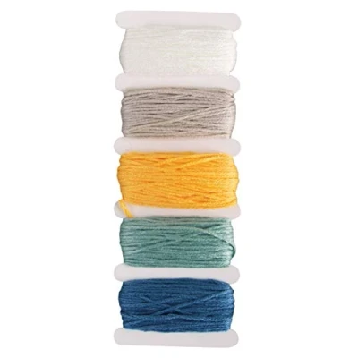 Image of Rayher 53564685 Embroidery thread for Friendship Bracelet and Yarn Art, Cotton Macrame Crochet, Set of 5 Colours, 50 m