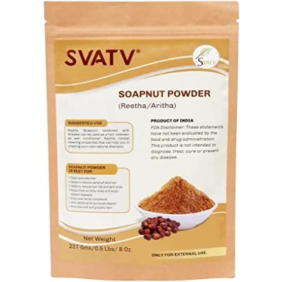 Image of SVATV Soapnut Powder Reetha Aritha for Hair Care &amp; Ayurvedic Cleansing Conditioner 227 Grams, Half Pound