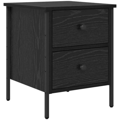 Image of vidaXL Bedside Cabinet Black Oak 40x42x50 cm Engineered Wood