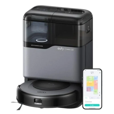 Image of eufy Omni C20, Robot Vacuum Cleaner with Mop, All in One Station,7,000 Pa Powerful Suction, Auto Emptying, Mop Washing and Drying for Hands Free Cleaning, Lifting Carpet Detection(Renewed)