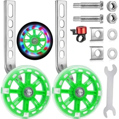 Image of Universal Training Wheels，Stabilisers for childs bike，Bicycle Stabilisers，Auxiliary Wheel Bicycle，Kids Bike Stabilizers，Stabilisers bikes，Wheel Stabiliser，Cycling Wheels (green)
