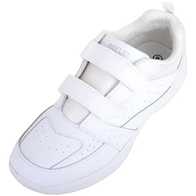 Image of Mens Genuine Leather Casual Slip On Sports Gym Walking Running Trainers Sneakers (White, 6)