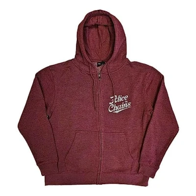 Image of Alice in Chains Hoodie Circle Emblem Logo Official Unisex Maroon Red Zipped L