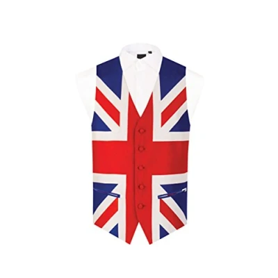 Image of Dobell Mens Union Jack Waistcoat Regular Fit 5 Button L (42 44in)