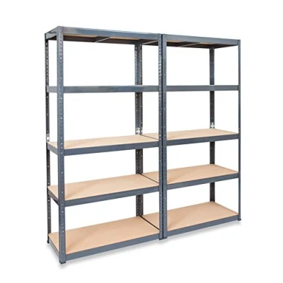 Image of Storalex 2 x Garage Racking Shelving Units UK’s Bestselling Storage Shelves Extra Deep 600mm Version 200kg Per Shelf (Evenly Distributed) Boltless Assembly System 5 Tier Unit
