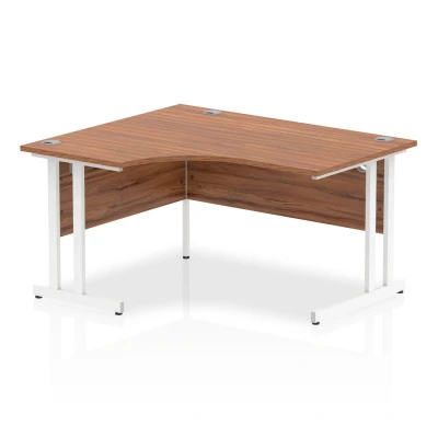 Image of Impulse 1400mm Left Crescent Desk Walnut Top White Cantilever Leg