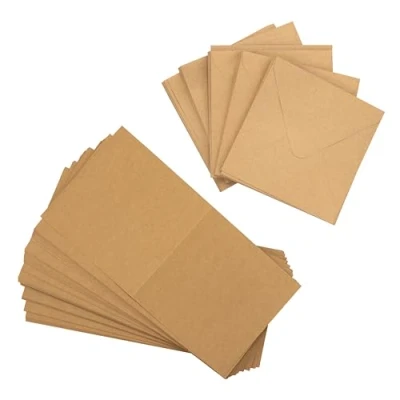 Image of Crafter&#039;s Companion 5&quot; x Kraft Card &amp; Envelopes Pack of 100 Includes 50 Blanks Matching Great for a Variety Occasions