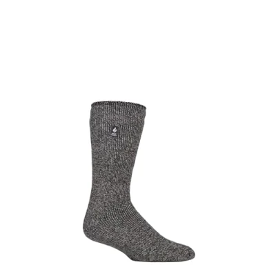 Image of Mens 1 Pair SOCKSHOP Heat Holders 2.3 TOG Plain Slipper Socks Mid Grey Twist 6 11