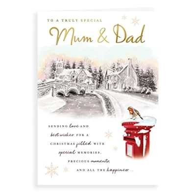 Image of Piccadilly Greetings Regal Publishing Traditional Christmas Card Mum &amp; Dad 9 x 6 inches, C85555