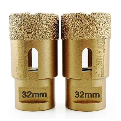 Image of SHDIATOOL Dry Diamond Drill Core Bit 2PK 32mm Hole Saw with M14 Thread for Porcelain Tile Granite Marble