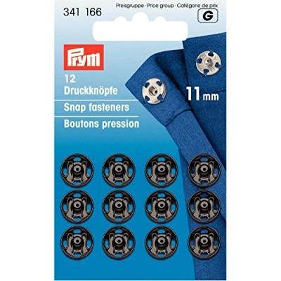 Image of Prym Sew On Snap Fasteners Brass Black 11 mm