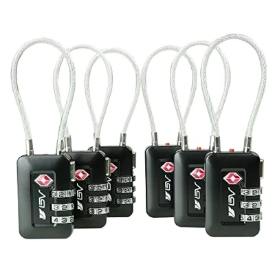 Image of TSA Accepted Luggage Travel Lock, Set Your Own Combination Lock for School Gym Locker, Suitcase Baggage Locks, Filing Cabinets, Toolbox, Case, Black, 6 Pack, Pack