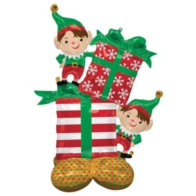 Image of amscan 4295311 Airloonz: Christmas Elves Foil Balloon P70 (36&quot;/91Cmx 53&quot;/134Cm)