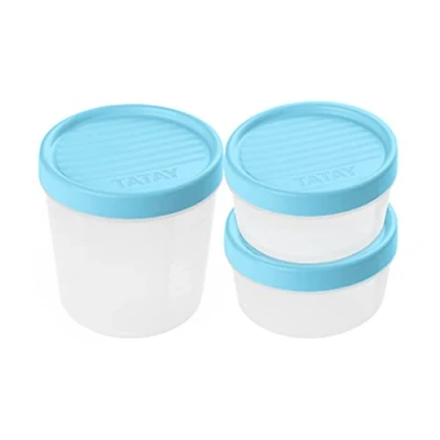 Image of TATAY Set of 3 Food Storage (1 x 1.3L, 1 0.5L, 0.2L), Screw Lid, BPA free, Suitable Microwave and Dishwasher, Blue