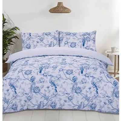 Image of Night Comfort Percale Duvet Cover Set with Pillowcase Luxury Cotton Blend Reversible Bed Quilt and Pillow (Dark Blue, King)