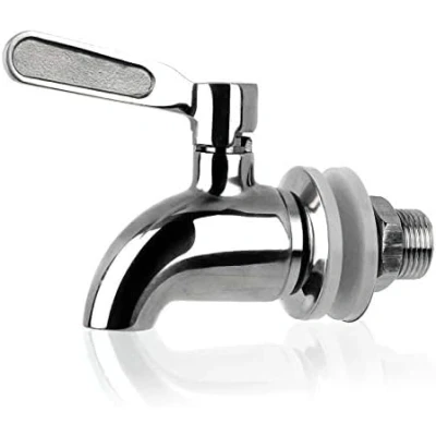 Image of QINGHEC 1 Pcs 5/8&#039;&#039; Glass Drink Dispenser Tap, 304 Stainless Steel Beverage Beer Barrel Tap Spigot Replacement for Hot Cold Water Wine Juice Bucket,Silver