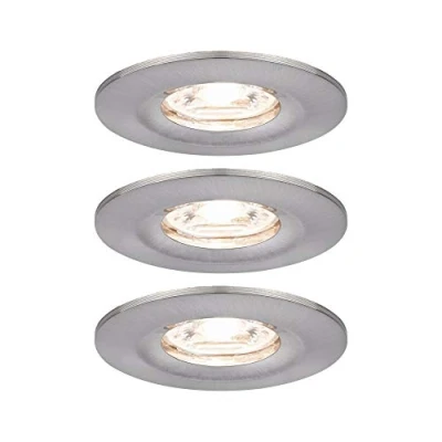 Image of Paulmann 94301 Nova mini LED recessed luminaire coin round rigid incl. 3x4 watt ceiling spotlight brushed iron lamp aluminium warm white 2700 K