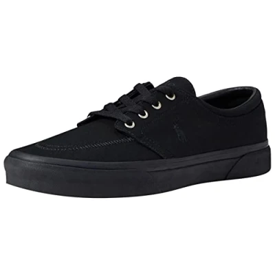 Image of POLO RALPH LAUREN Faxon X Low Top Canvas Sneaker, Black/Black Pp, 7 UK