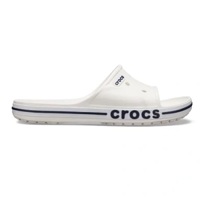 Image of Crocs Unisex Slide, Bayaband White/Navy, 8 UK Men/ 9 Women