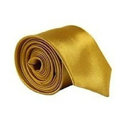 Image of L&amp;C®New Fashion Skinny Mens Wedding Solid Plain Necktie Color Tie 30 Colours UK (Gold)