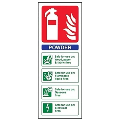 Image of V Safety Powder Id Fire Extinguisher Sign Portrait 100mm x 280mm 2mm Rigid Plastic