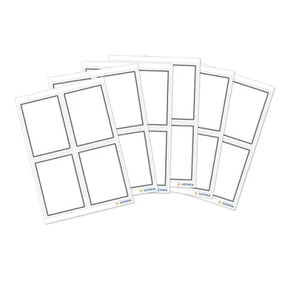Image of HERMA 5713 Book Labels for Writing on Neutral Grey Border, 24 Pieces, 40 x 55 mm, Self Adhesive Stickers School, Children, Girls, Boys, Blank Stickers, White