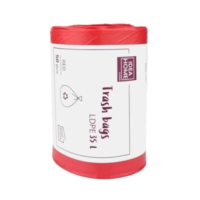 Image of D.RECT Bin Bags 35L Liners 50 Pieces Rubbish Bag Perfect for Everyday Use, Household, Office, Kitchen &amp; Caterers, Red