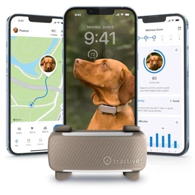 Image of Tractive GPS Dog Tracker Market leader Real time location tracking Escape Alerts Activity Monitoring Health Bark (Brown)