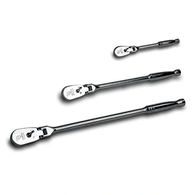 Image of Capri Tools Ratchets, True 72 Tooth, 5 Degree Swing Arc (3 Piece Set/Flex Head Low Profile), (Model: CP12000FX)
