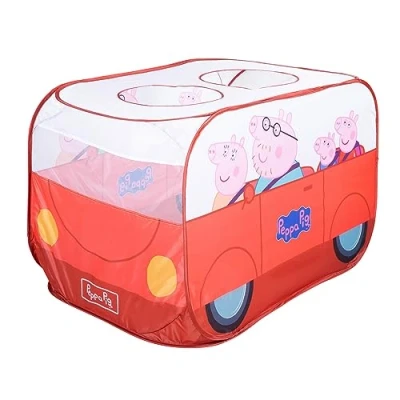 Image of roba Pop Up Play Tent &#039;Peppa Pig&#039;, Car Shaped Tent, with Automatic Folding Function, for Indoor and Outdoor use, red...