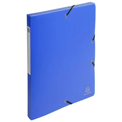 Image of Exacompta Ref 59682E Uni PP Elasticated Filing Box 250 x 330mm in Size, Suitable for Holding A4 Documents, 25mm Spine, Opaque Polypropylene, Spine Label Blue