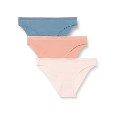 Image of Tommy Hilfiger Women Pack of 3 Bikini Briefs Stretch Cotton, Multicolor (Pearly Pink/Dark Ash/Des Sky), S