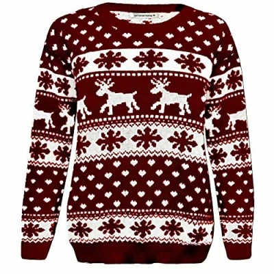 Image of janisramone® Kids Christmas Jumpers, Knitted Xmas Jumper for Boys, Crew Neck Unisex Sweater Top Novelty Pullover Long Sleeves Girls Reindeer