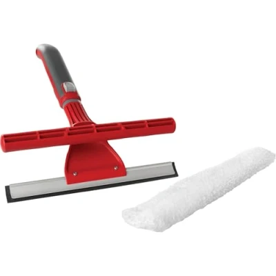 Image of WOLF Garten 71ANA021650 Combination Wiper with Handle KW M / ZM015 Window &amp; Squeegee Combined Removable, Washable Mop Tiles, Red