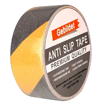 Image of Gebildet Adhesive Anti Slip Safety Tape, Skid Tape Roll, High Traction Strong Grip Abrasive, Use Indoor and Outdoor (5cm x 10m, Black Yellow)