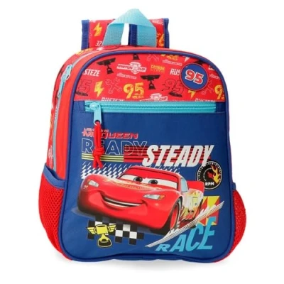 Image of Disney Joumma Cars Lets Race backpack School Polyester Bags and Compartments Wide Adjustable Shoulder Straps, red, preschool