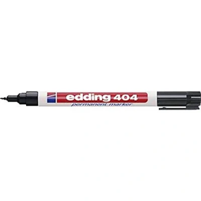 Image of edding 404 permanent marker black 10 pens fine round tip 0.75 mm waterproof, quick drying, smear proof for cardboard, plastic, wood, metal, glass and fabric