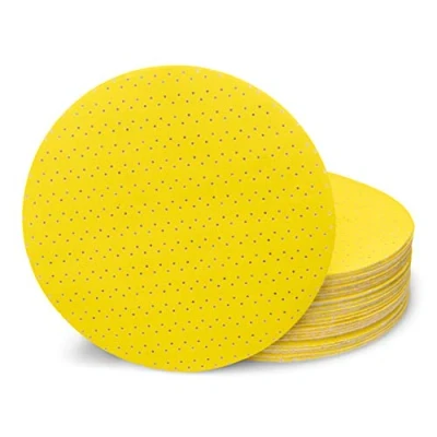 Image of Professional Sanding Discs │ yellow 25 pieces Ø 225 mm Mixpack (5 x grain 40/60/80/120/180/220 each) self adhesive for Long Neck Grinders Abrasive Paper Grinding Pads by FD Workstuff
