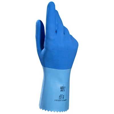 Image of JERSETTE 301 Latex Chemical Resistant Cleaning Gloves, Waterproof, Kitchen, Dishwashing, Floor, Household, Industrial, Plastering Washable/Reusable Blue Size 5 (XXS) Protective Safety Gloves (1 Pair)
