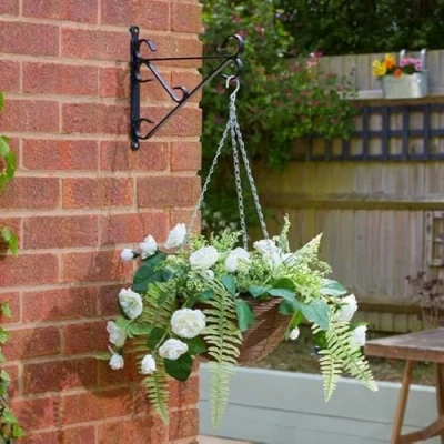 Image of Garden Mile 30cm Hanging Basket Artificial Flowers Décor Fake Floral &amp; Foliage Chain Colourful Indoor Outdoor Patio, Home, Decoration Weather UV Resistant (Rose Sensation)