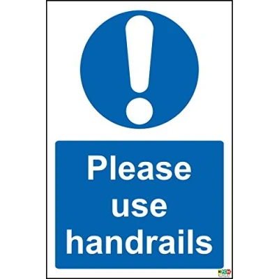 Image of Please use handrails Safety Sign Self Adhesive Sticker 300mm x 200mm