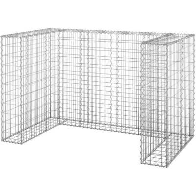 Image of vidaXL Gabion Wall for Garbage Bins Galvanised Steel 180x100x110 cm