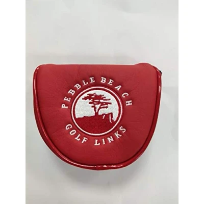 Image of FLTRADE Pebble Beach Patterned Design Golf Links Magnetic Mallet Putter Head Cover for Scotty Cameron, Taylormade, Titleist, Ping and Mizuno Putters,Red