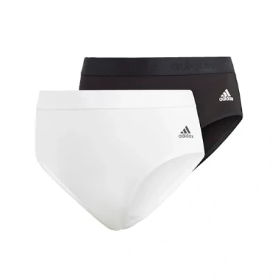 Image of adidas Women&#039;s Comfort Flex Scoop Cotton Bikini Set Style Underwear, Black/White, S (Pack of 2)