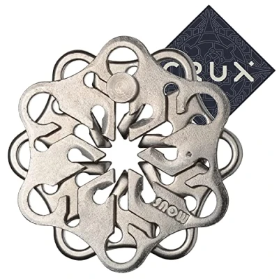 Image of Hanayama Cast Snow Puzzle Level 2 of 6 Quite Difficult Includes Crux Sticker