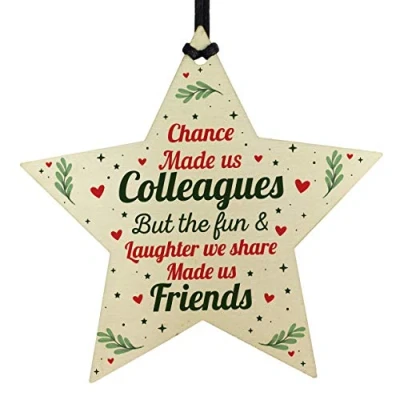 Image of RED OCEAN Chance Made Us Colleagues Wooden Star Plaque Sign Friendship FRIEND Christmas Thank You