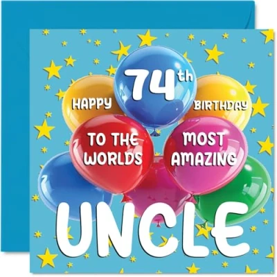 Image of 74th Uncle Birthday Card World&#039;s Most Amazing Happy for from Niece Nephew, 145mm x Age 74 Seventy Four Greeting Cards