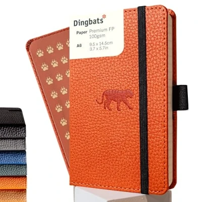 Image of Dingbats* Wildlife Squared Pocket Notebook A6 PU Leather Hardcover Journal Ideal for Work, Travel Pocket, Elastic Closure, Pen Holder, Bookmark